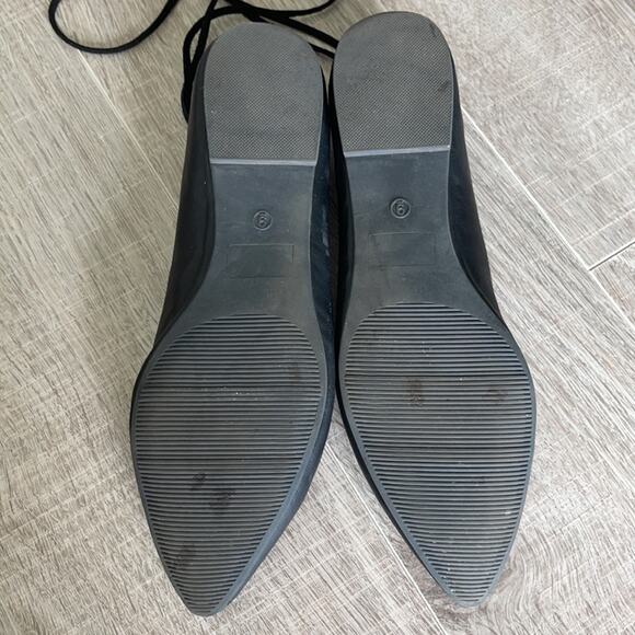 LOFT Pointed Toe Strappy Ballet Flat Black Size 9 - Picture 7 of 10